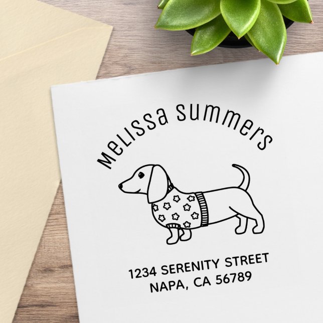Dachshund Wiener Dog Stern Pullover Adresse Gummistempel (Von Creator hochgeladen)