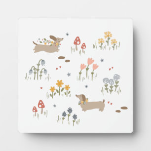 Dachshund Wiener Hund Liebhaber Wildblumen-Wandkun Fotoplatte