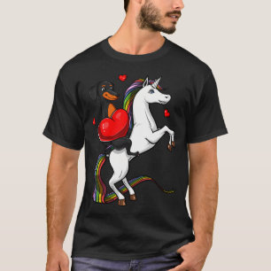 Dachshund Wiener Hund reitet Einhorn T-Shirt