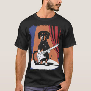 Dachshund Wiener Hund spielt Gitarre T-Shirt