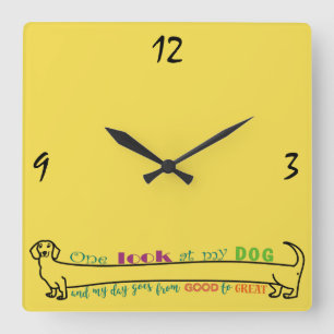 Dachshund Wiener Langhund Lustig Niedlich Einfach Quadratische Wanduhr
