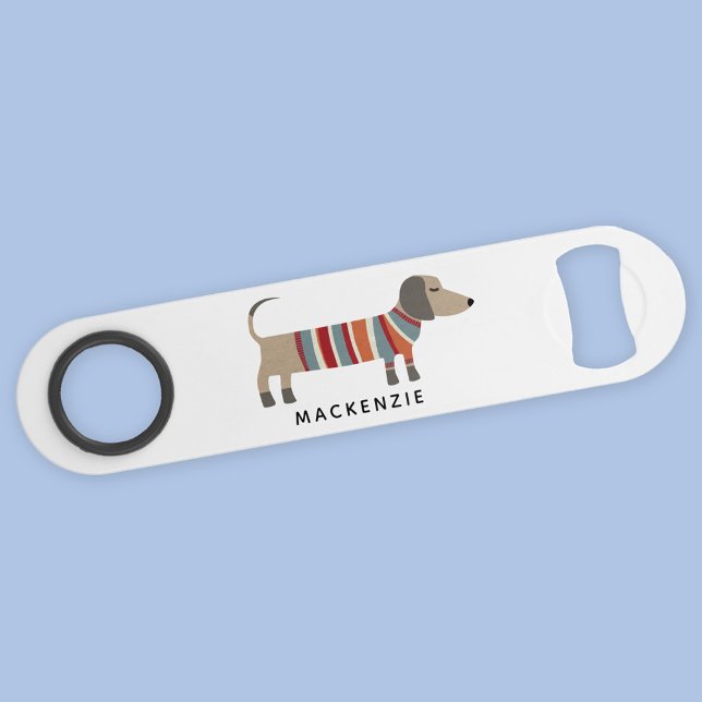 Dachshund Wiener Sausage Chien Personnalisé (Fun Dachshund Wiener Sausage Dog personalized custom name bar key bottle opener)