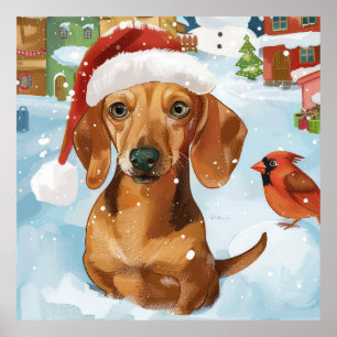 Dachshund Winter Wonderland Weihnachtsfreude Poster