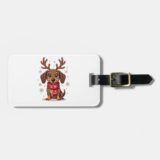 Dachshund Winterfreude Gepäckanhänger (Vorderseite horizontal)