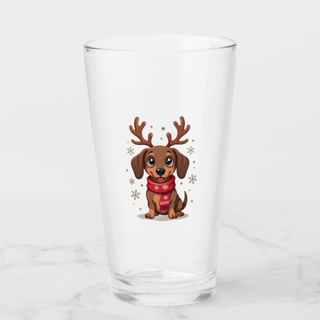 Dachshund Winterfreude Glas (Vorderseite)