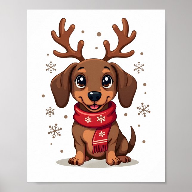 Dachshund Winterfreude Poster (Vorne)