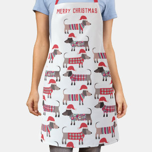 Dachshund Wurst Hund Weihnachten Feiertags-Schürze Schürze