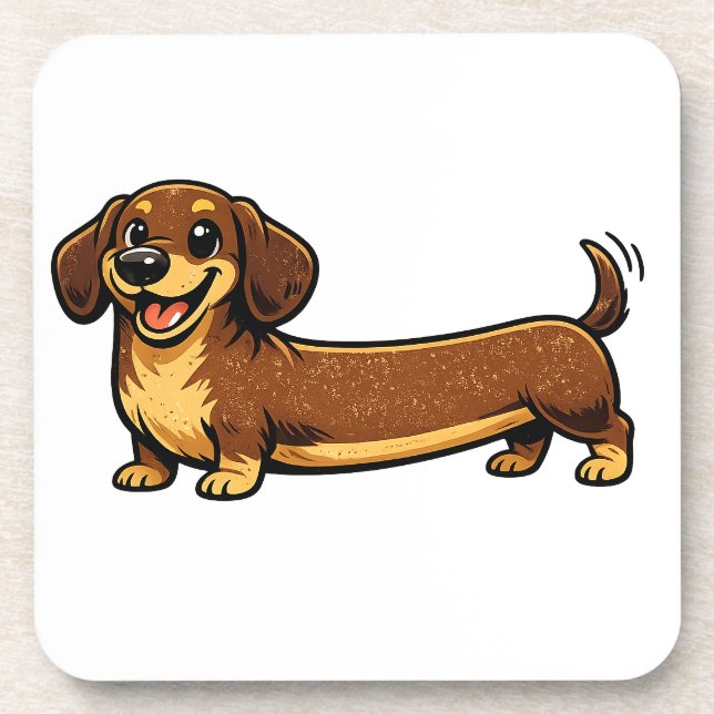 Dachshund-Wurst-Wiener-Dog-Design Getränkeuntersetzer (Vorderseite)