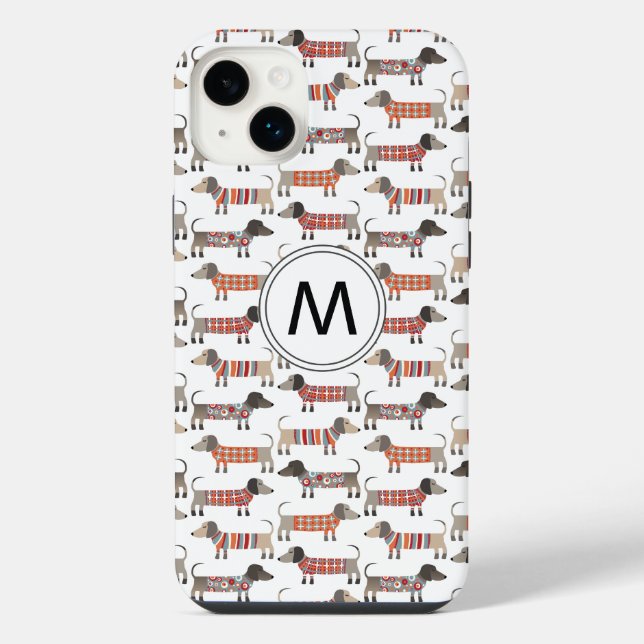 Dachshund Wursthund Monogramm iPhone 14 Plus Hülle (Rückseite)