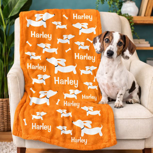 Dachshund-Zolldecke in Orange für Wiener Hunde  Fleecedecke