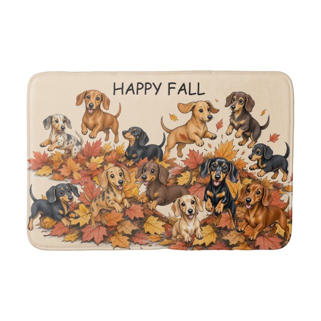 Dachshunde im Herbst Badematte (Vorderseite)