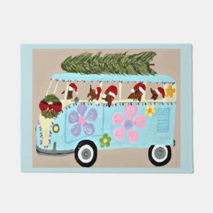 Dachshunde in ihrem Weihnachts-Hippie-Van Fußmatte