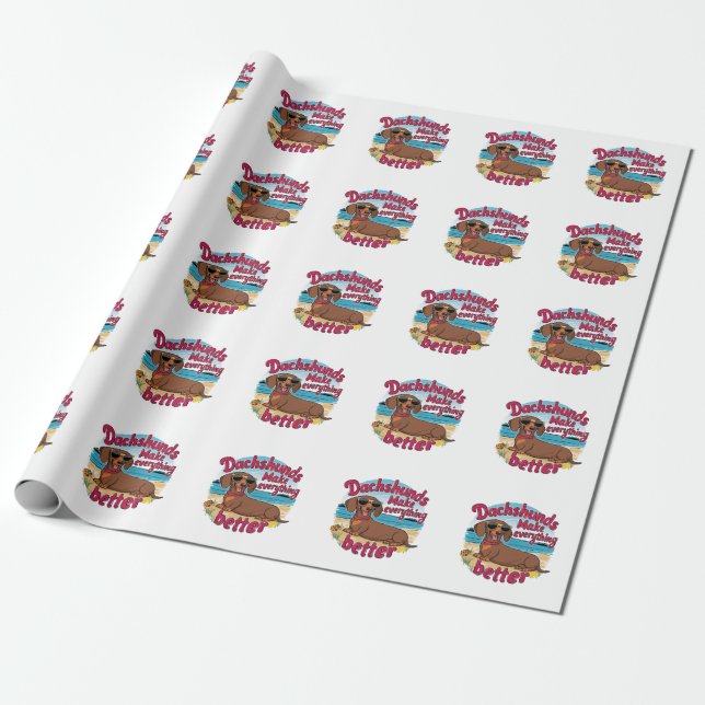 Dachshunde machen alles besser geschenkpapier (Ungerollt)