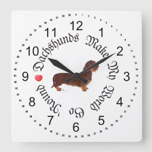 Dachshunde machen meine Welt Quadratische Wanduhr