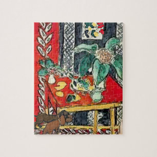 Dachshunde unter dem Tisch im Stil von Matisse
