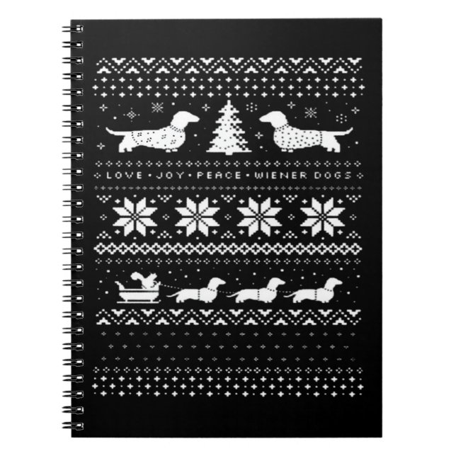 Dachshunds Christmas Sweater Pattern Classic T-Shi Notizblock (Vorderseite)