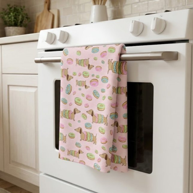 Dachshunds + Donuts Geschirrtuch + Doxie Handtuch (Dachshunds + Donuts Dish Towel + Doxie Hand Towel)