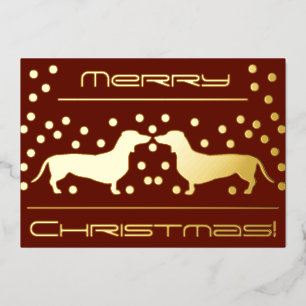 Dachshunds Dots Foil Holiday Flat Card - Rot Folien Feiertagskarte
