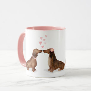 Dachshunds en amour tasse personnalisée (deux fill