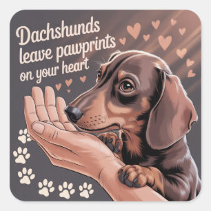 Dachshunds hinterlassen Pfotenabdrücke in Ihrem He Quadratischer Aufkleber