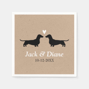 Dachshunds Hochzeitspaar mit individuellem Text Serviette