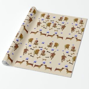 Dachshunds & Hundeknochen Aquarell Geschenkpapier