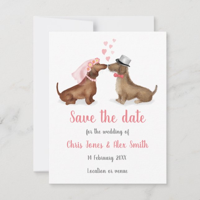 Dachshunds in love enregistrer la carte de date (f (Devant)