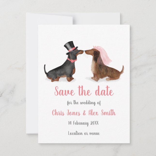 Dachshunds in love enregistrer la carte de date (g (Devant)