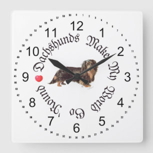 Dachshunds machen meine Welt Quadratische Wanduhr