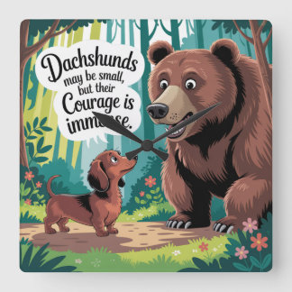 Dachshunds May Be Small Quadratische Wanduhr