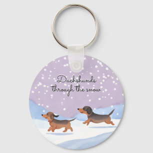 Dachshunds Schnee Doxie Weihnachten Wursthunde Nie Schlüsselanhänger