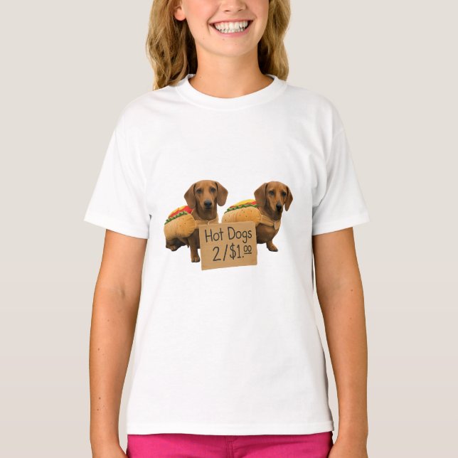 Dachshunds sold as hot dogs T-Shirt (Vorderseite)