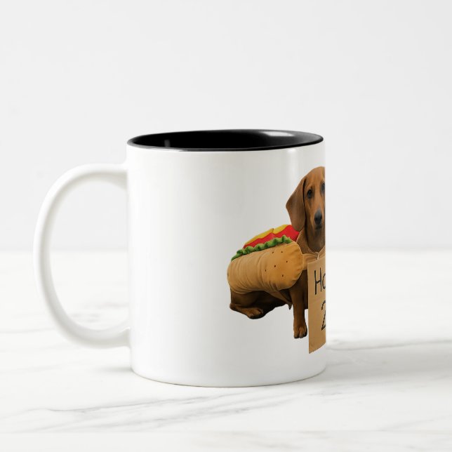 Dachshunds sold as hot dogs zweifarbige tasse (Links)