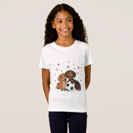 Dachshunds with soccer ball for Valentine's Day T-Shirt