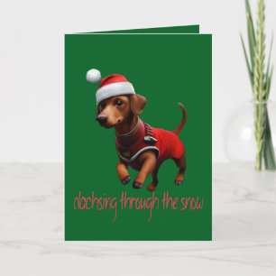 Dachsing Durch Den Schnee Dachshund Würstchen Hund Feiertagskarte