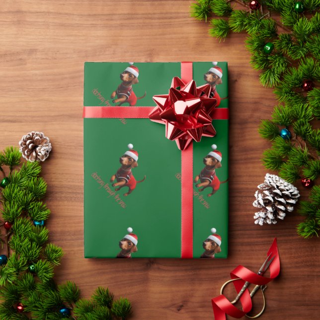 Dachsing Durch Den Schnee Dachshund Wursthund  Geschenkpapier (Feiertagsgeschenk)