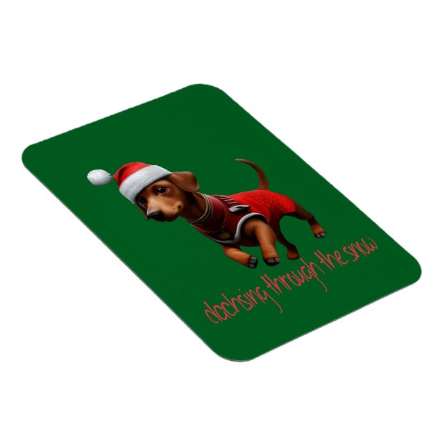 Dachsing Durch Den Schnee Dachshund Wursthund  Magnet (Rechte Seite)