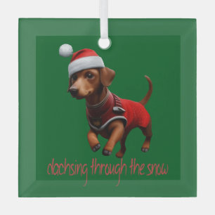 Dachsing durch die Schnee Dackel Wurst Hund Ornament Aus Glas