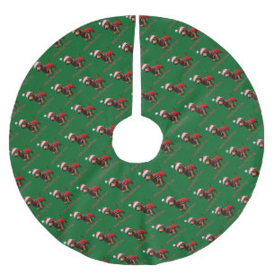 Dachsing durch die Schnee Dackel Wurst Hund Polyester Weihnachtsbaumdecke