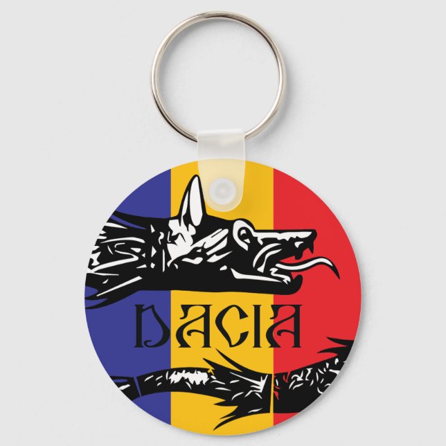 Dacian Wolf - Tricolor-Flagge Schlüsselanhänger (Vorderseite)