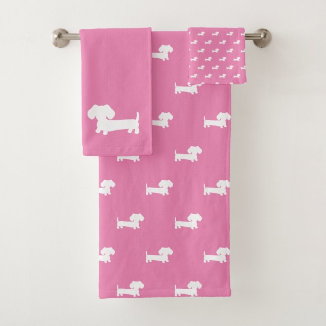 Dackel 3 - Stück Badetuch Set leicht rosa (Insitu)