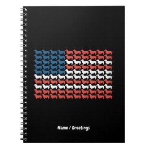 Dackel 4. Juli American Flag Patriotic Notizblock