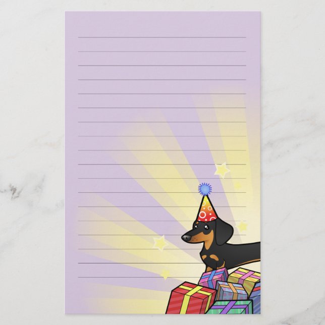 Dackel am Geburtstag (glatter Mantel) Briefpapier (Vorderseite)