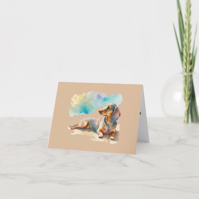 Dackel am Strand Blank Grußkarte Karte (Vorderseite)