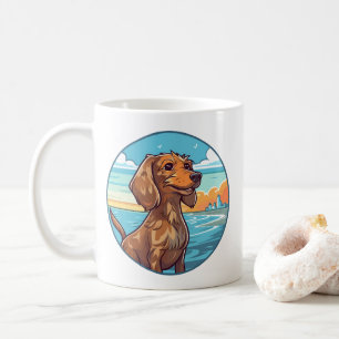Dackel am Strand Kaffeetasse