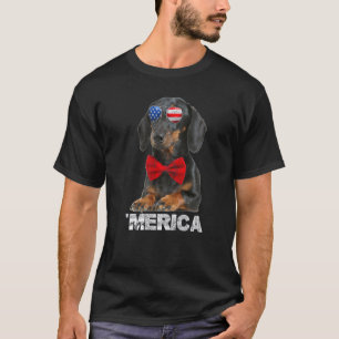 Dackel American USA Flag 4. Juli vierter Hund T-Shirt