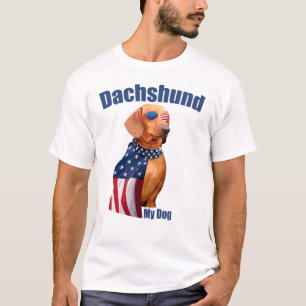Dackel Amerikanische Flagge T-Shirt