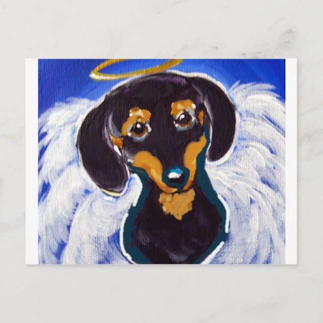 Dackel Angel Postkarte (Vorderseite)
