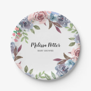 Dackel Aquarell Blume Kinderdusche Pappteller