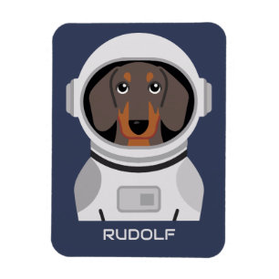 Dackel Astronaut mit Namen Magnet